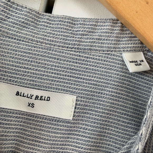 Billy Reid Sz XS Button Down Shirt Band Collar Patchwork Stripe Cotton Menswear - Picture 6 of 9